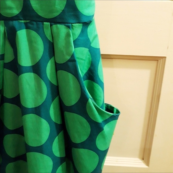 CLOSET BLU  Green POLKA dot dress with pockets in the sides - Picture 5 of 13